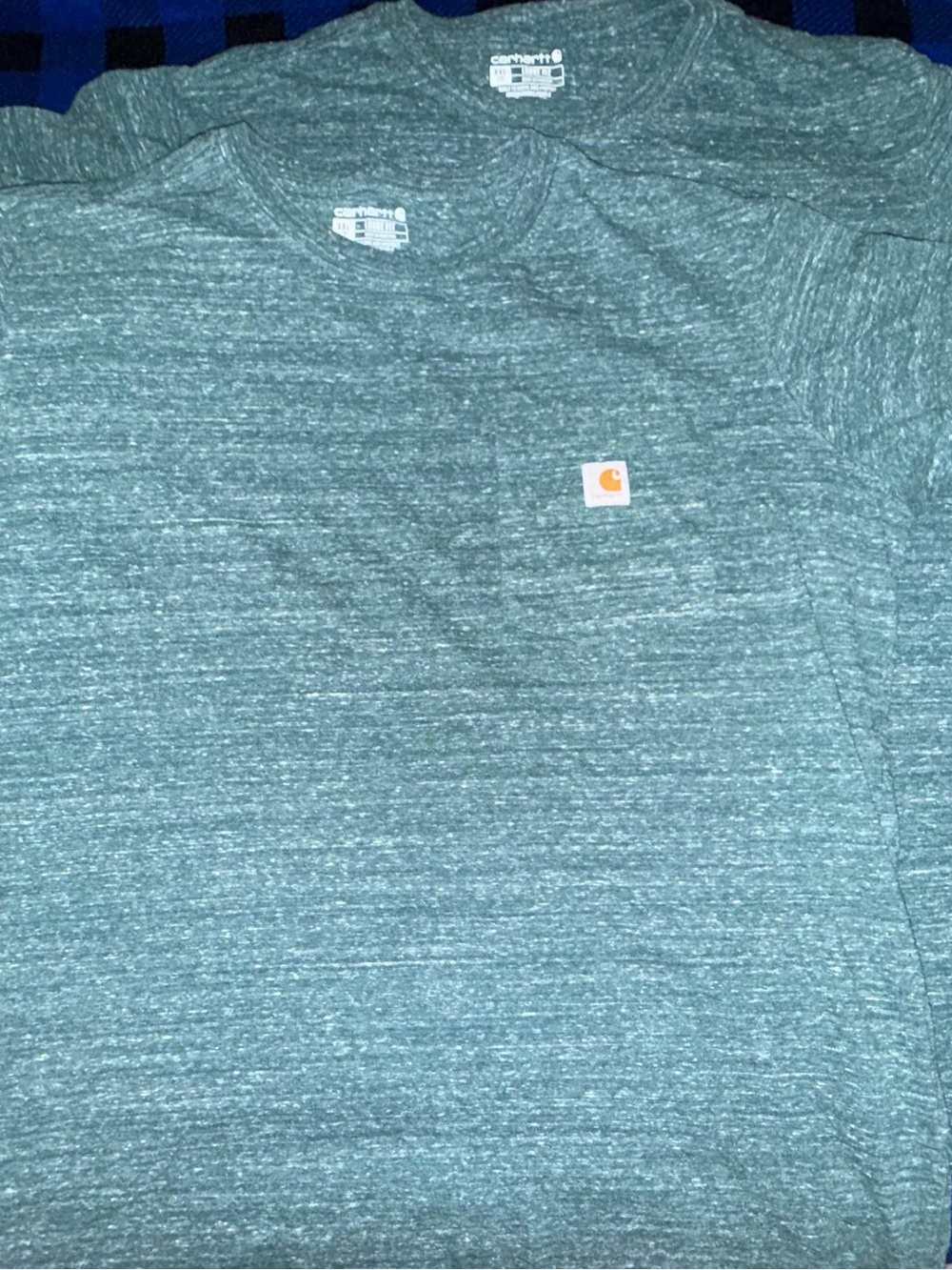 2- Carhartt Heather Teal Short-Sleeve Pocket Tees